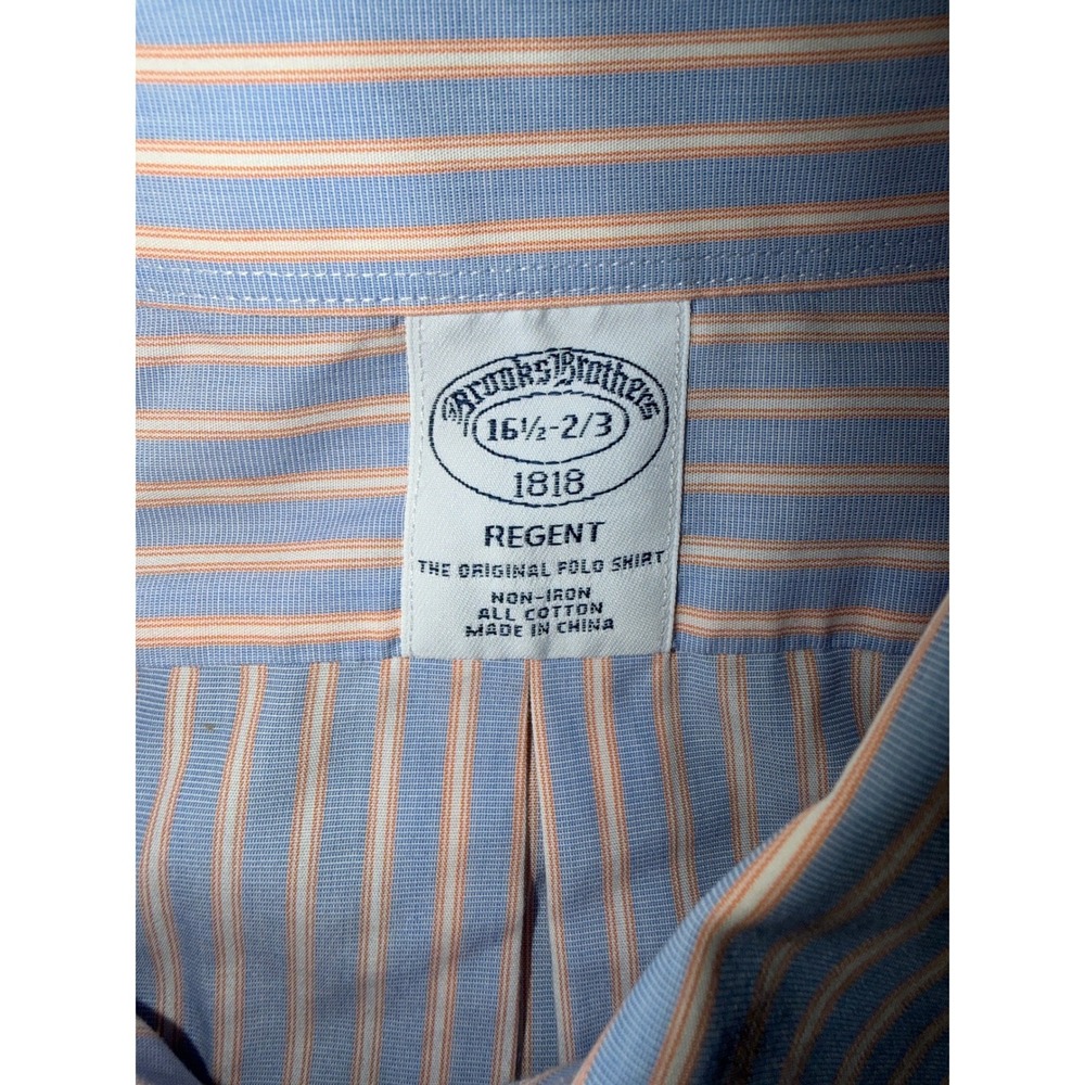 Brooks Brothers 1818 Regent Non-Iron Dress Shirt Blue Stripe 16.5 - Picture 5 of 10